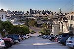 Vue sur le centre-ville de Portrero Hill, San Francisco, Californie, USA