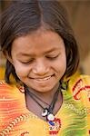 Close-up of a girl smiling, Kumbhalgarh, Rajsamand District, Rajasthan, India
