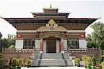 Façade d'un temple, Temple du Bhoutan, Bodhgaya, Gaya, Bihar, Inde