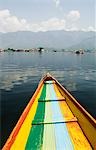 Colorful boat in a lake, Dal Lake, Srinagar, Jammu And Kashmir, India