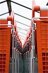 Shopping carts in rows, close-up