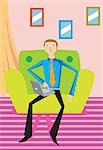 A man sitting in sofa