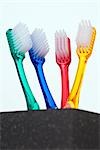 Close-up of toothbrushes in holder