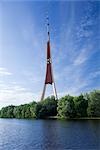 Radio de Riga et tour de télévision et de la rivière Daugava, Riga, Riga District, Lettonie