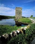 Castle near a bay, Clew Bay, County Mayo, Republic Of Ireland