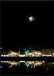 Waterford City, County Waterford, Ireland; Riverside cityscape at night