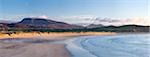 Co Donegal, Ireland; Panorama of Tramore Strand and the North Donegal Mountains