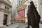 Bourse de New York et la Statue de George Washington, Manhattan, New York City, New York, États-Unis