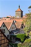Rooftops, Rothenburg ob der Tauber, Ansbach District, Bavaria, Germany