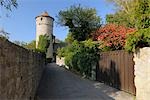 Footpath, Rothenburg ob der Tauber, Ansbach District, Bavaria, Germany