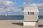 Beach Chair, North Sea, Hoernum, Sylt, North Frisian Islands, Nordfriesland, Schleswig-Holstein, Germany
