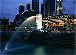 The Merlion at night, Singapore