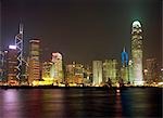 Central skyline at night, Hong Kong