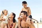 Family posing outdoors