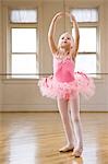 Springville, Utah, USA, Little ballet dancer (4-5) exercising