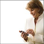 Woman with handheld device