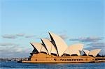 Afternoon light illuminates the iconic Sydney Opera House at Bennelong Point