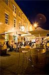 A string of cafes and restaurants make Salamanca Place in Hobart a lively night spot