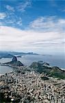 View over the city of Rio de Janeiro showing sugarloaf mountain and coastline