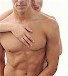 Close-up of Nude Couple, Man's Torso