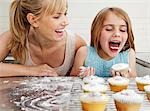 Mum and daughter with cakes