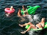 Family playing in water