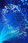 Close up of blue fibre optics
