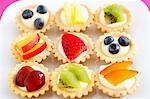 Selection of mini fruit cupcakes, elevated view
