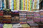 Dubai, UAE, Colorful fabrics are displayed for sale at the Al Naif souq in Deira.