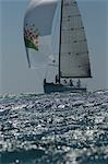 Yacht competes in team sailing event, California