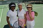 Three female tennis players, portrait