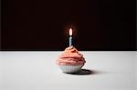 Single cupcake with birthday candle