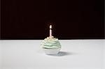 Single cupcake with birthday candle