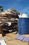 Stacks of cardboard boxes in recycling centre