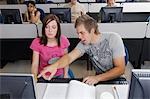 Students working in computer classroom