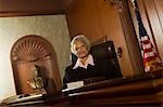 Female judge sitting in court, portrait