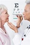 Senior medical practitioner examines eyesight