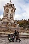 Fontaine des Quatre Eveques, Place Saint Sulpice, Paris, Ile-de-France, France