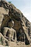 La Chine, Shanxi Province, Datong. Statues bouddhistes des grottes de Yungang coupés au cours de la dynastie des Wei du Nord (460 AD). Site du patrimoine mondial de l'UNESCO près de Datong.