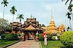 China,Yunnan province,Xishuangbanna district,Ganlanba (Menghan). Front gate of a temple building in the Dai Minority Park