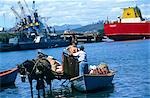 Chile,Region X. Trade boats in the Harbour of Puerto Montt in Southern Chile