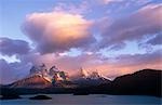 Chile,Torres del Paine National Park. Sunrise on the peaks of Los Cuernos.