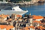 Unesco World Heritage Old Town Huge Cruise Liner dwarfs Old Town Buildings and City Walls
