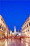 Dubrovnik Unesco World Heritage Old Town Placa Pedestrian Promenade and Bell Tower