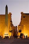 Luxor Temple illuminated at night. The obelisk is one of a pair,the other stands in the Place de la Concorde,Paris.