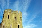 Angleterre, Shropshire, Stokesay. Vue du château tour du sud de Stokesay bien préservé, situé à Stokesay, un mile au sud de la ville de Craven Arms, dans le Shropshire Sud. Il est le plus ancien manoir fortifié en Angleterre, datant du XIIe siècle et est géré par le patrimoine de l'Angleterre.