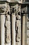 England,Shropshire,Shrewsbury. Carved images of saints in the elegant portico of the Chapter House of Haughmond Abbey,a 12th Century Augistinian abbey near Shrewbury.