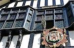 England,Shropshire,Bridgnorth. The timber framed Town Hall dominating the High Street this magnificent timber framed building was built in 1652 from a redundant tithe barn donated by a Lady Bertie from the town of Much Wenlock.