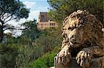 Near FelanitxStanding on the summit of 510m Puig Sant Salvador,a stone lion guards the plinth of an enormous Christ Statue that overlooks the Serra de Llevant