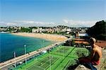 San Sebastian Man looking over Bay Beach and Tennis Courts